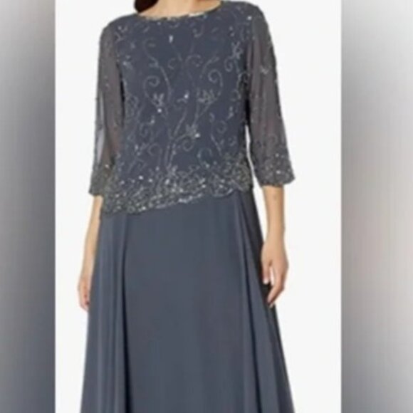 J Kara Women’s Boad Neck Asymmetrical Beaded Dress - Picture 1 of 6